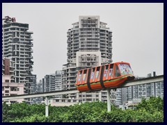 The monorail train through Windows of the World.